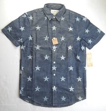 DENIM  SUPPLY RALPH LAUREN Men's Blue Allover Star-Print Chambray Shirt NWT