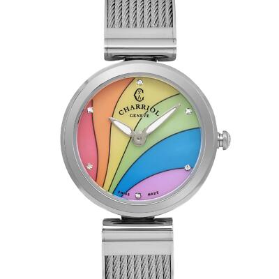 【U1932】CHARRIOL FE32 Charriol Forever Rainbow Steel MOP Dial Ladies Quartz Watch FE32