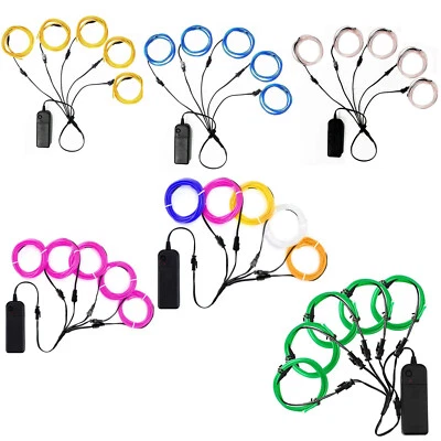 5M Battery Operated Flexible Neon LED Light Glow EL Wire String Party Strip Rope