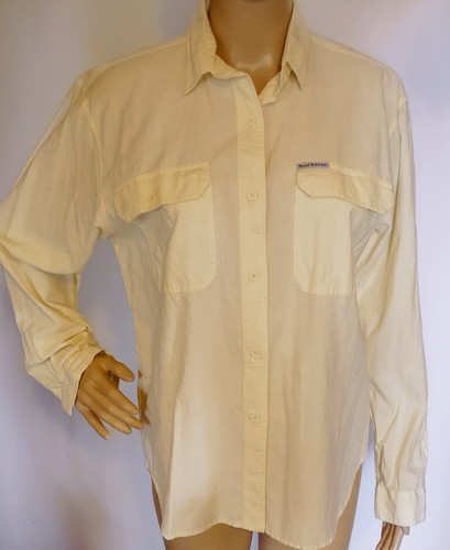 Royal Robbins Womens Shirt Side Medium Light Yellow Long Sleeve Semi Transparent