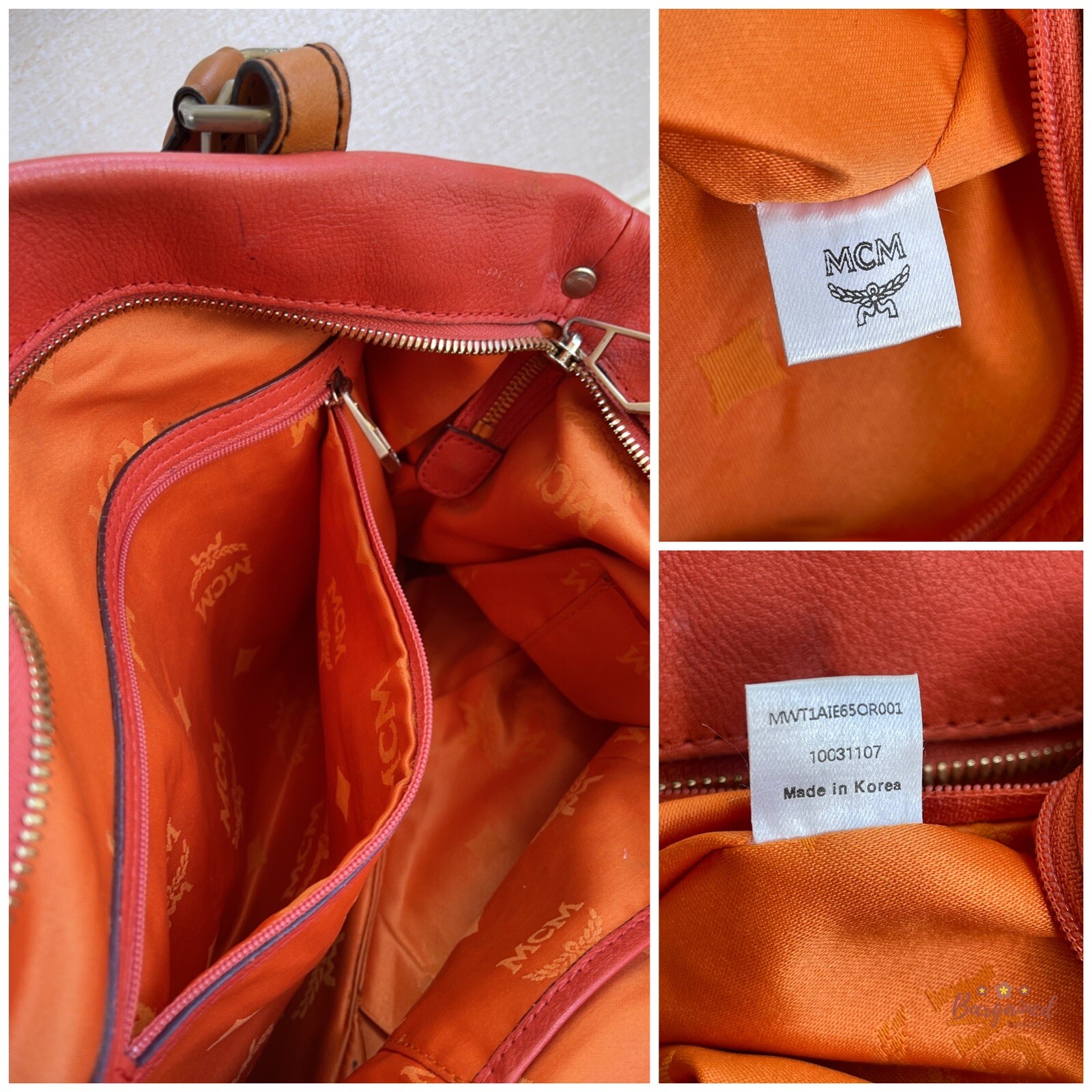 Authentic MCM Orange Embossed Leather Medium Two-… - image 12