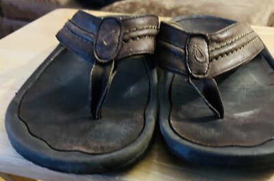 Olukai Kua'aina Brown Leather Expresso Flip Flop Sandals Mens Size 11