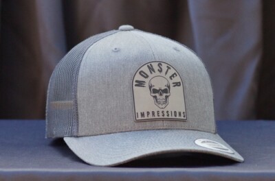 Monster Impressions Skull Tombstone Gray Trucker SnapBack Hat YP Classics 6606