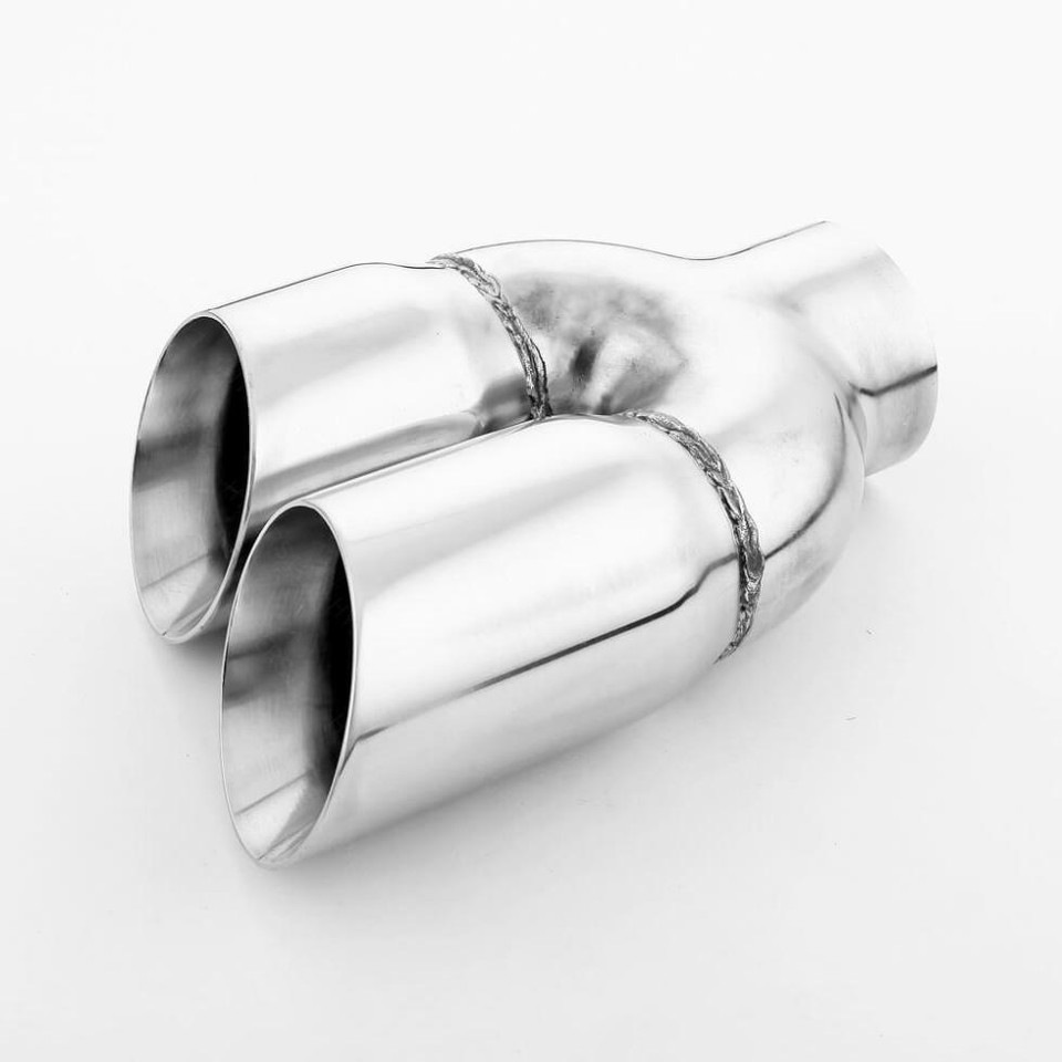 Black 2.5" In Quad Dual Wall Staggered Twin 4" Out Stainless Steel Exhaust Tips - Foto 7