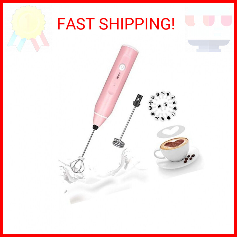 Milk Frother Handheld, Gbivbe Rechargeable Whisk Drink Mixer for Coffee with Art
