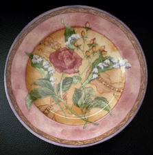 SET OF (2) 222 FIFTH PTS INTERNATIONAL TUSCANY ROSE SALAD PLATES 8 1/4"