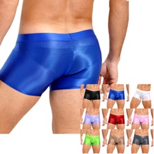 Sexy Men's Glossy Bikini Underwear Low Rise Swimming Trunks Boxer Shorts Panties