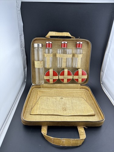 1950s Brown Travel Toilet Suitcase with Accessory Set 📦