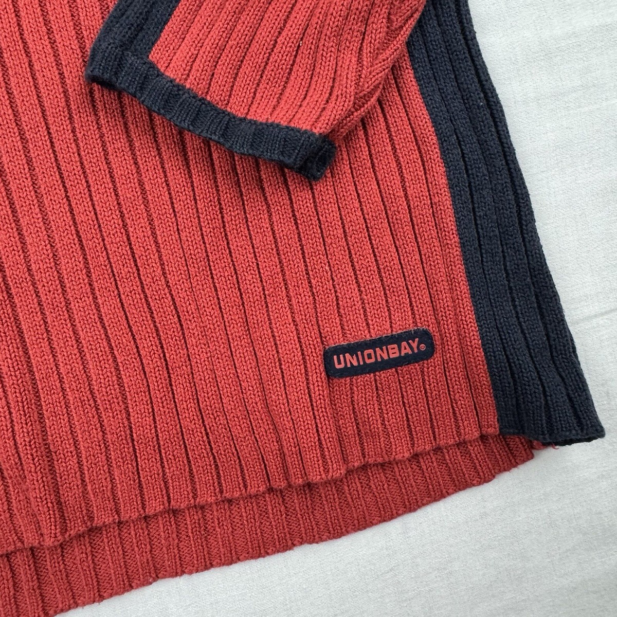 Vintage Union Bay Sweater Adult XL Red Striped Pullover Hipster