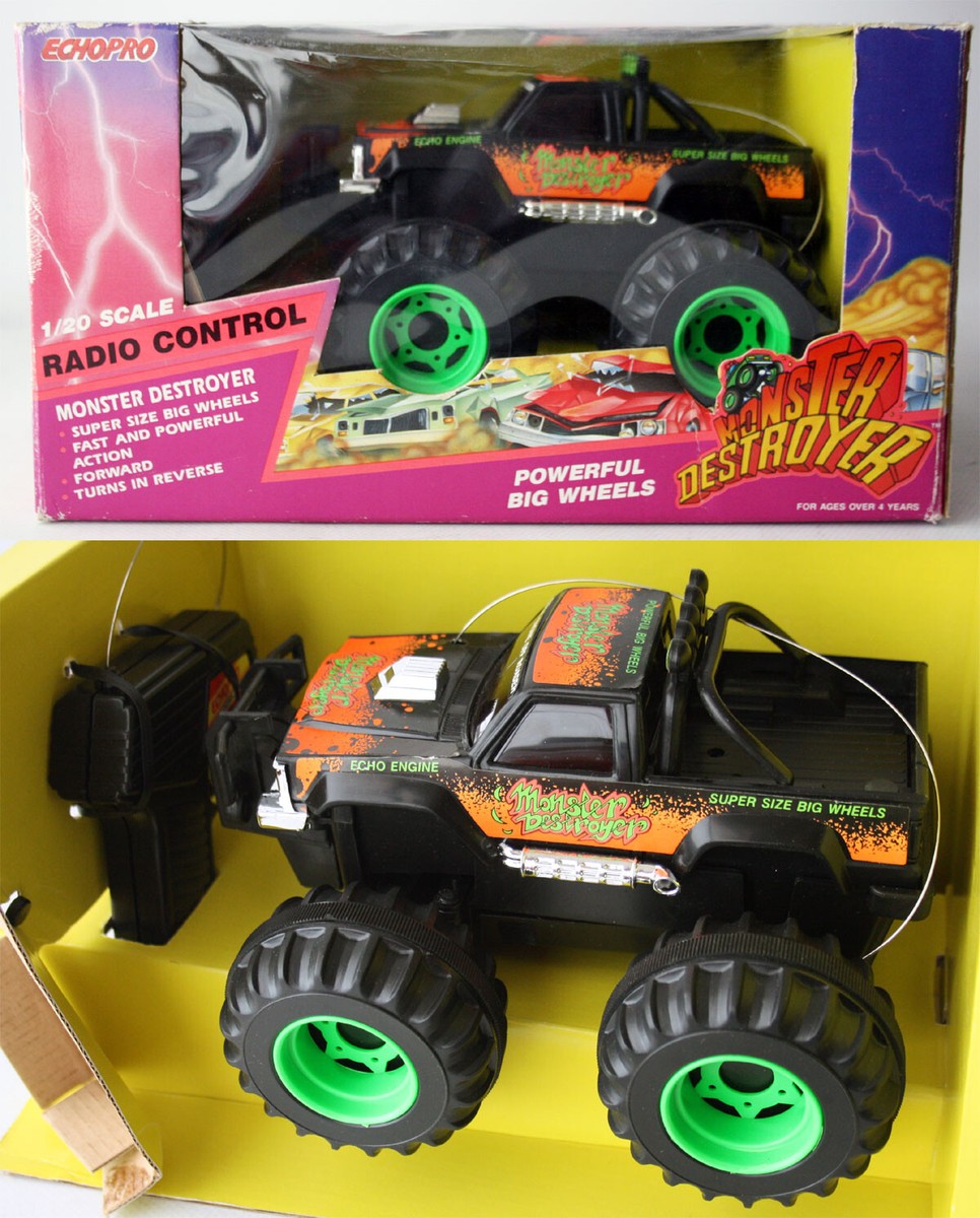 RARE VINTAGE 1991 MONSTER DESTROYER TRUCK 1/20 R/C ENGINE SOUND