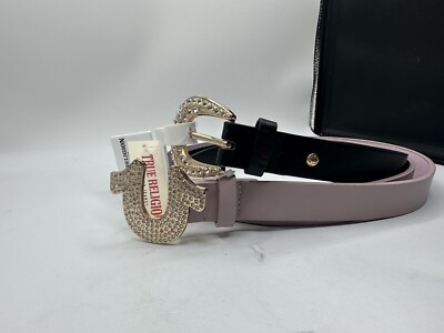 NWT Original 2pc TRUE RELIGION Belt Horseshoe Rhinestone Multi Size  Black/Pink