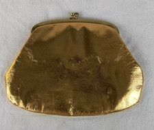 Vintage 50s 60s Gold Evening Clutch Bag Kiss Lock Coin Purse Chain Strap