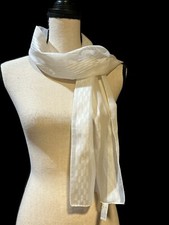 GLENTEX Made In Italy White w/Gold Metallic Accent Stripe Scarf 54  x10  