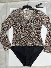 Tahari My Perfect Shape Animal Print Bodysuit M NWT