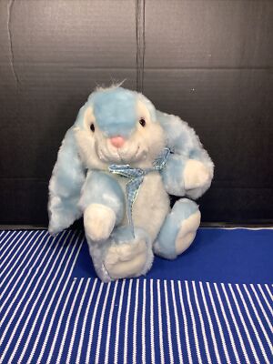 VGUC-12  2007 Kids of America EASTER BUNNY RABBIT Blue White Plush Bow