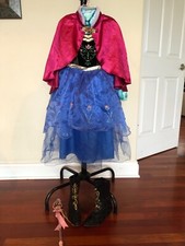 Disney Store Girls Size 5/6 Frozen Anna Dress Costume Boots Princess Anna
