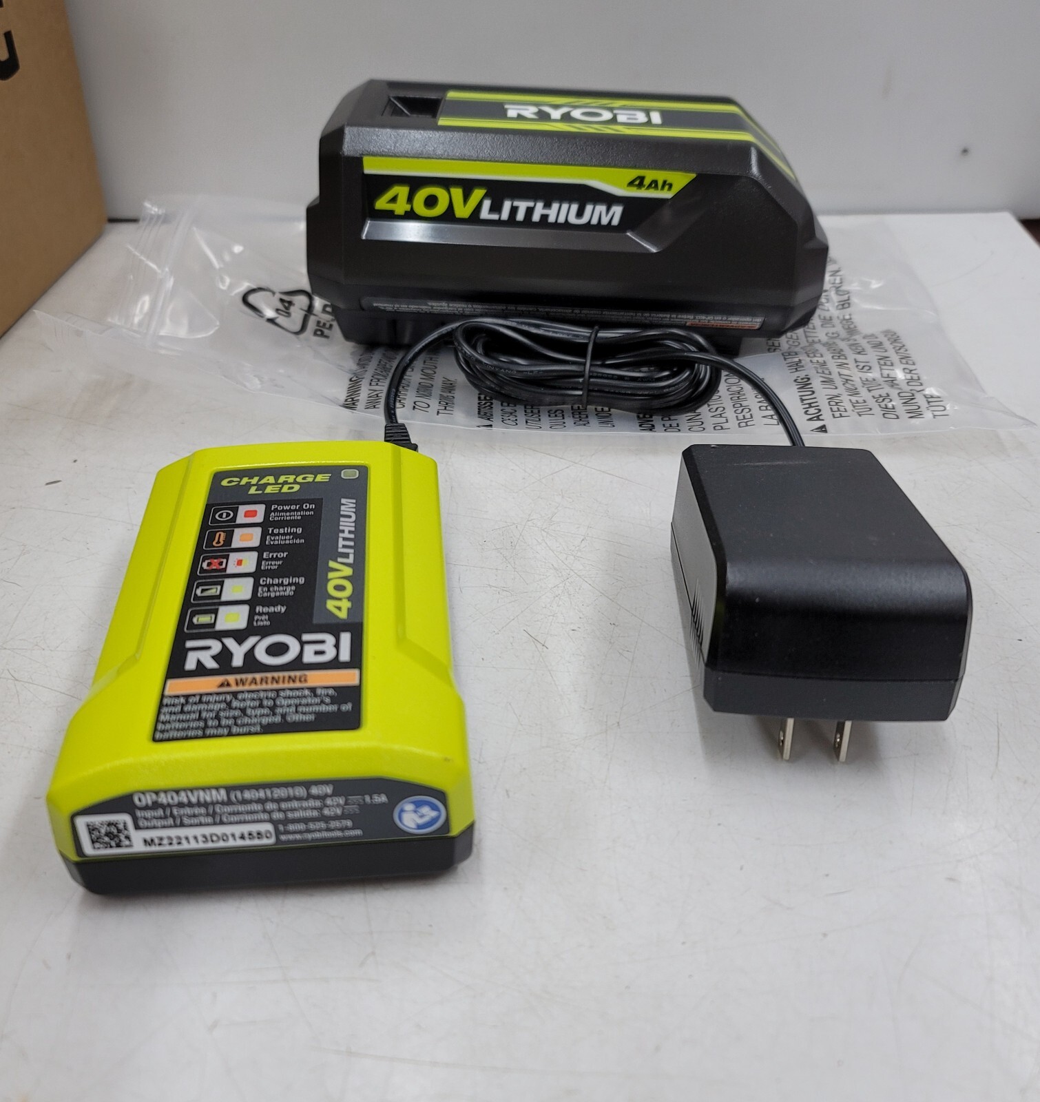 Ryobi 40V 4.0 Ah LithiumIon Battery OP40404VNM & OP404VNM Charger eBay