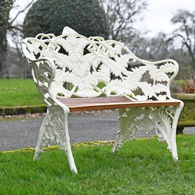 BLACK COUNTRY METAL WORKS Stunning Cast Iron Flower Design Two-Seater Garden Bench with Wooden Slats