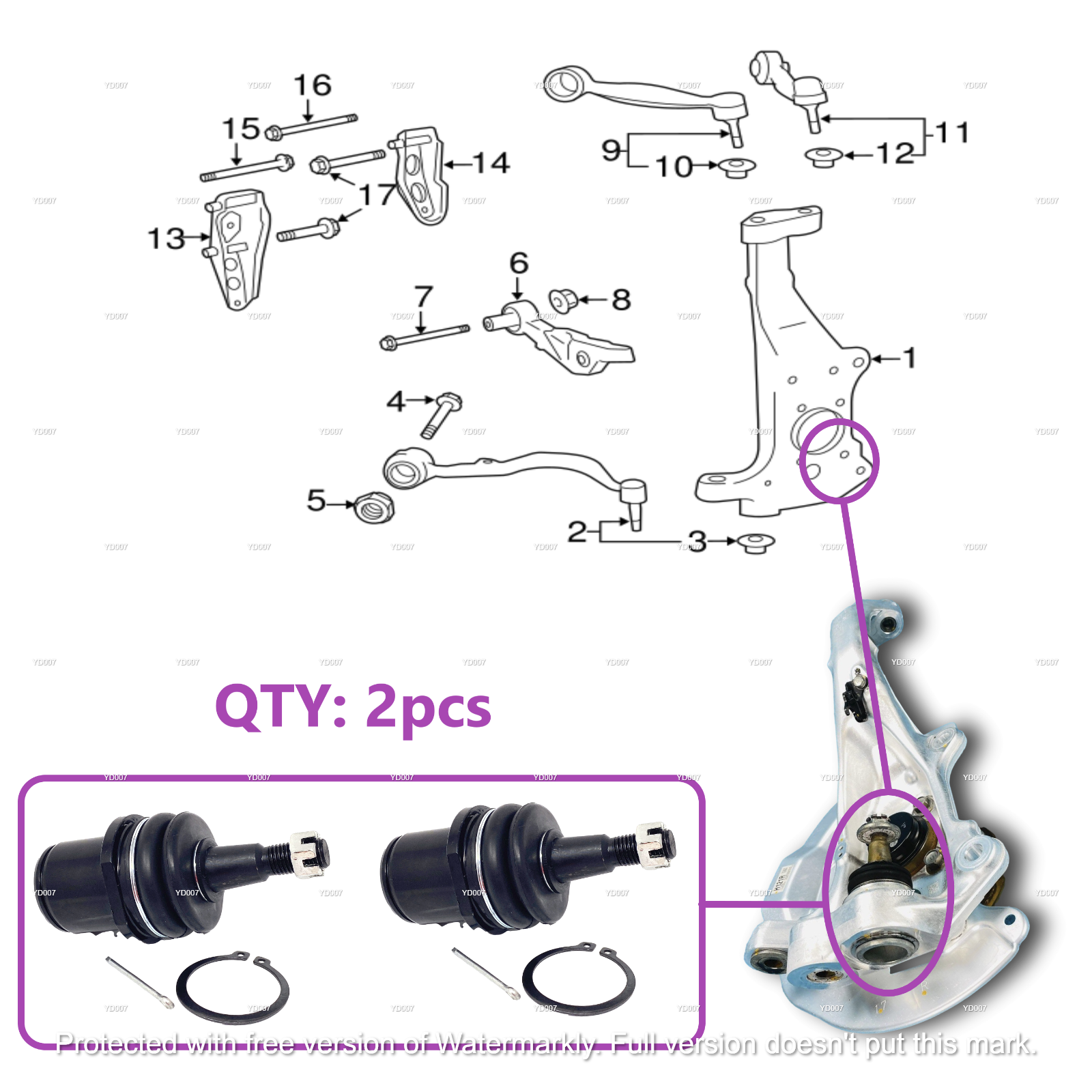 4320159045 For 2PCS 2008 LS460 FRONT LOWER STEERING KNUCKLE BALL