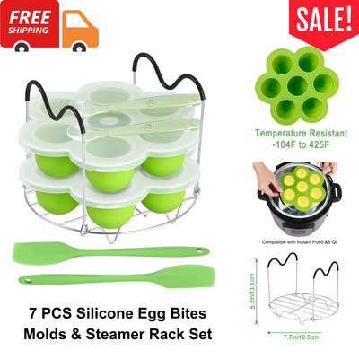 Silicone Egg Bites Molds & Steamer Rack Set, 7 PCS Set for 6qt & 8qt Instant Pot