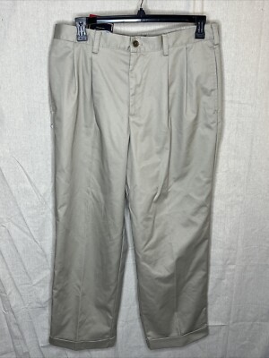 IZOD Heritage Chino Pants Men 36 x 29 Beige Cotton Double