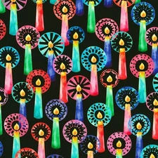 Wishwell By Robert Kaufman – Afterglow – Candles - Black, Fabric BTY