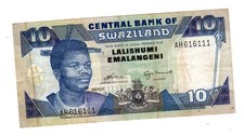 Swasiland Billet 10 Emalangeni 1997 P24 GUTER ZUSTAND