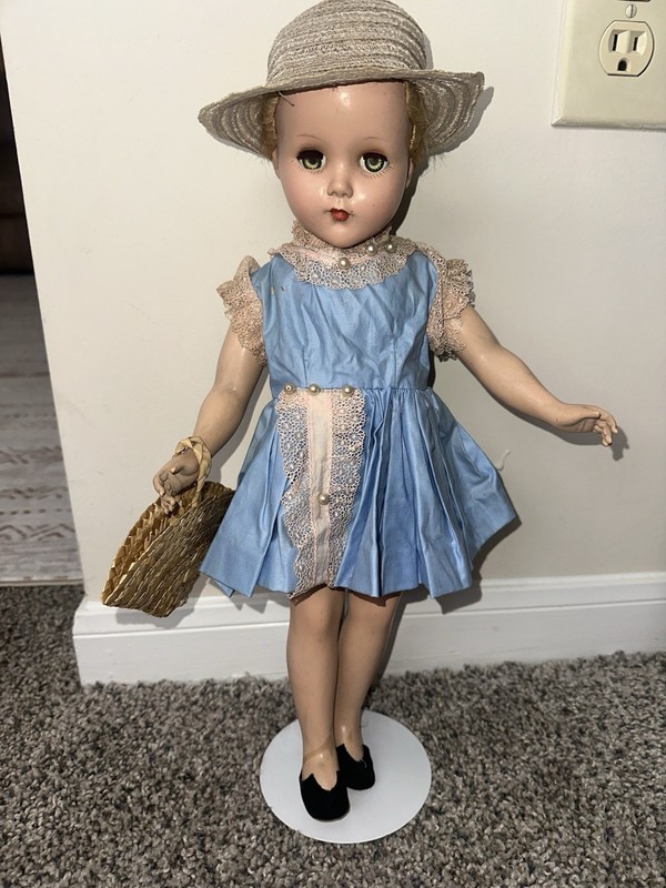 Vintage 1950’s Arranbee R&B 17” Nanette Doll  w/ Dress , Shoes, Purse & Hat
