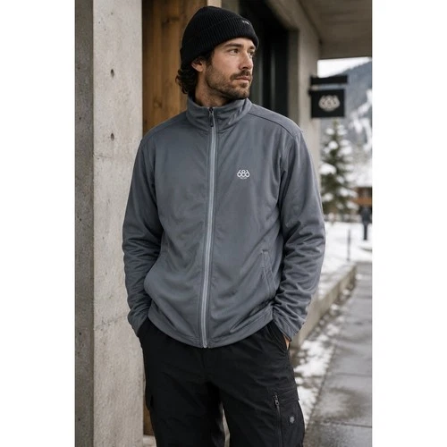 686 Technical Fleece Full Zip Jacket Polyester Performance Mock Neck Gray L - product listing photo