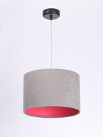 HäNgeleuchte Stoff Schirm Velours Optik Grau Pink Wohnzimmer Esstisch HäNgelampe