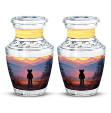 Teddy Bear Urn 3Inch Set Of 2 Keepsake Burial Urns for Ashes Decorative Gift
