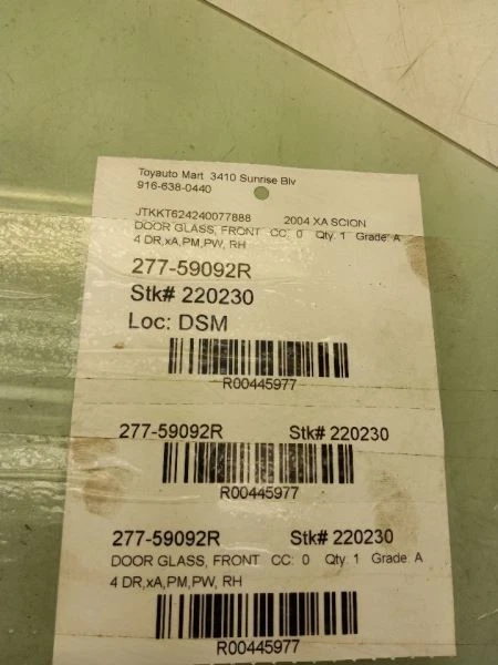 04 05 06 SCION XA PASAJERO DELANTERO DERECHO CRISTAL 6811052141 Foto 3 de 4