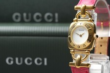 Exc 5 w/box GUCCI Hosebit 6300L White Dial Quartz Women's Watch From JAPAN