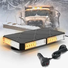 Amber/White Rooftop Magnetic Strobe Lights for Trucks, Emergency Beacon Warning 