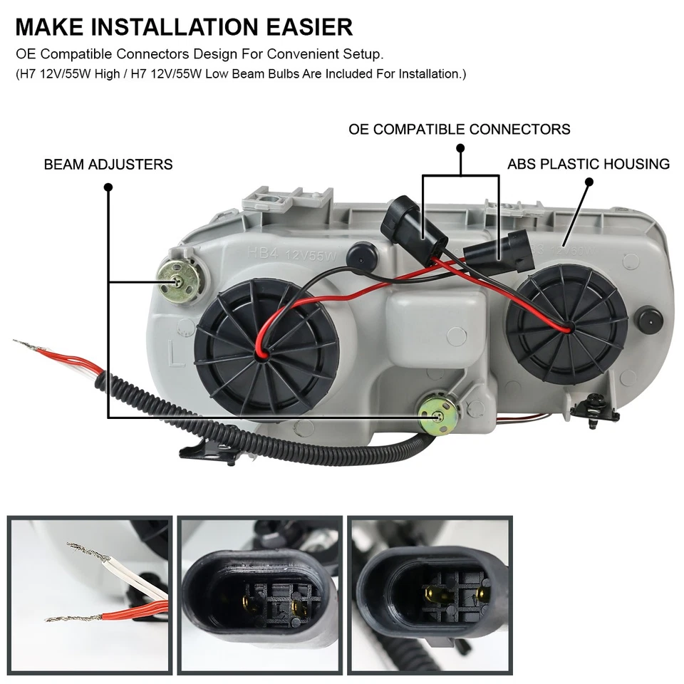 Black Fits 1994-1997 Acura Integra LED Halo Projector Headlights Lamp Left+Right Foto 4 de 4