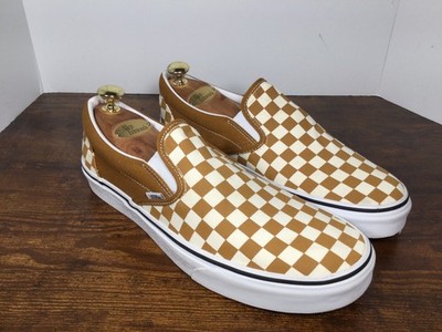 VANS Classic Slip-On Mustard Yellow Checkerboard Sneakers Men s Size 12 Shoes