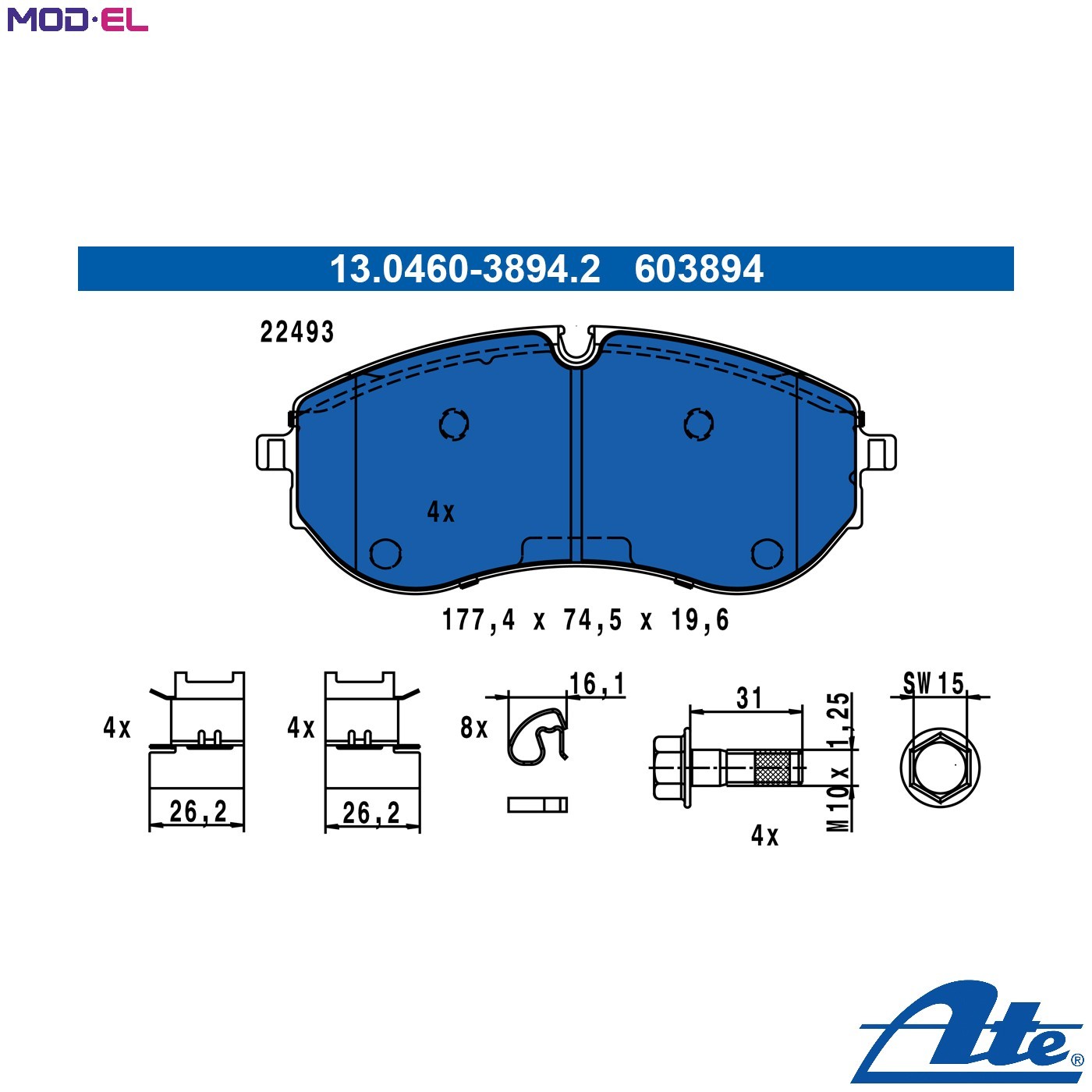 BRAKE PAD SET DISC BRAKE 13.0460-3894.2 FOR VW GRAND/CALIFORNIA/Camper 2.0L