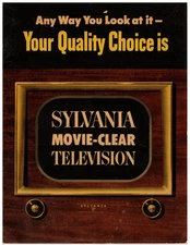 VINTAGE 1950 SYLVANIA MOVIE-CLEAR TELEVISION CATALOG/BROCHURE! TV! CONSOLE/TABLE