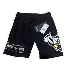 NWT True Religion Shorts Boys Youth Medium 5/6 Fleece Drawstrings Athletic Logo