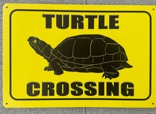 Turtle Crossing 8" x 12" Metal Wall Tin Sign Yellow/Black