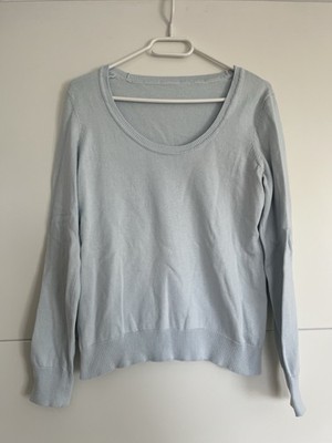 Damen Strickpullover Rundhals Langarm 100% Baumwolle Hellblau