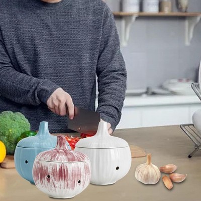 Keramik Knoblauch Aufbewahrung Behälter mit Deckel Mehrzweck