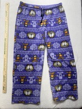 Garfield Purple Fleece Pajama Pants LARGE 11/13 Character Print Sleepwear Lounge