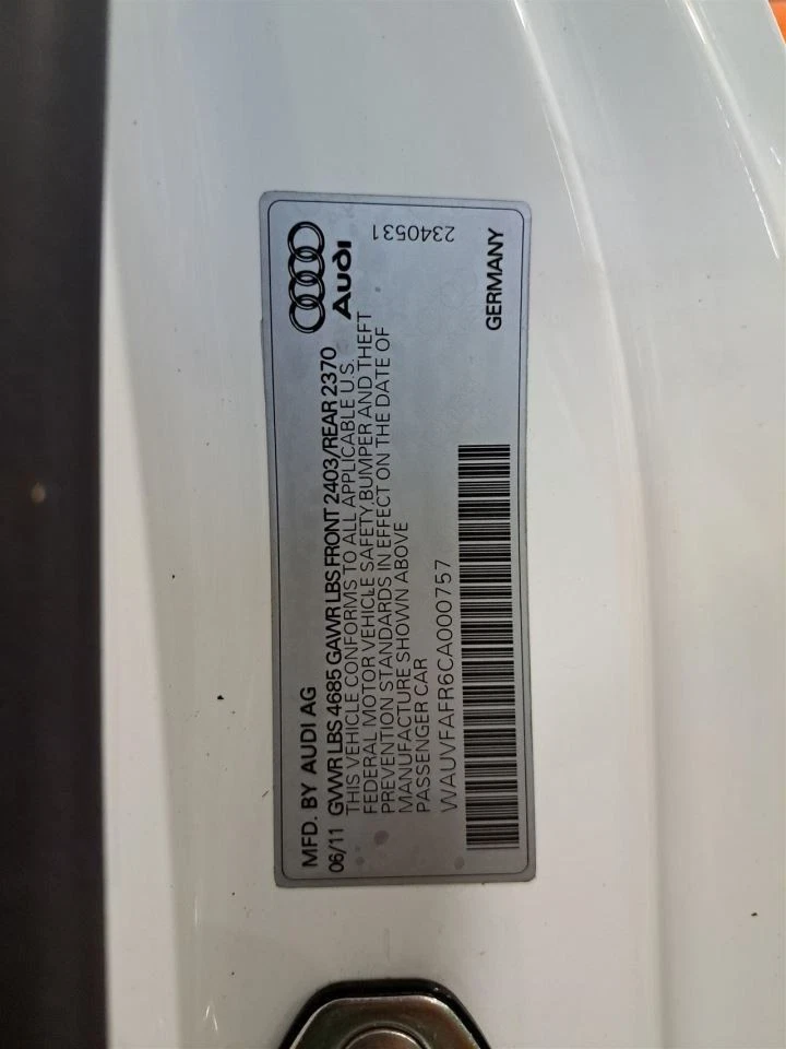 Cilindro maestro de freno 2012 A5 Audi Sku#4210251 Foto 2 de 4