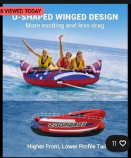 Towable Tube for Boating 2 to 3 Person Inflatable Water Tube with Wings
