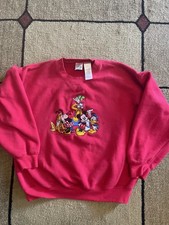 Disney Store Sweatshirt Embroidered Mickey Mouse Friends Red Medium
