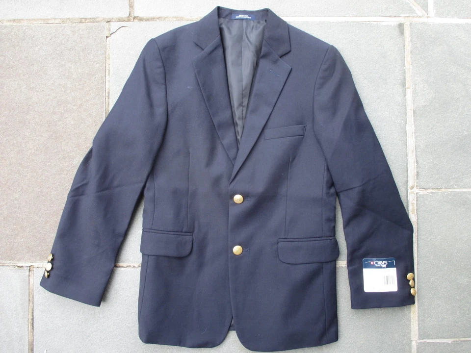 CHAPS Boy NAVY Blue BLAZER Sport Coat Single Breast SCHOOL Uni BRASS Buttons 12 - Image 3 of 4