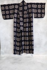 Japanese Kasuri Pattern Kimono Geometric Traditional Woven Textile Vintage Style