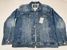 Signature Levi Strauss Trucker Jacket Mens M Blue Gold Label Denim Dark Button