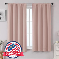 Cortinas opacas Sally Blush Pink para dormitorio, 63 pulgadas de largo,2 paneles